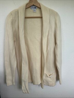 Adele Joyce Petites Vintage Lambswool Angora Blend Cream Colored Blazer Sweater